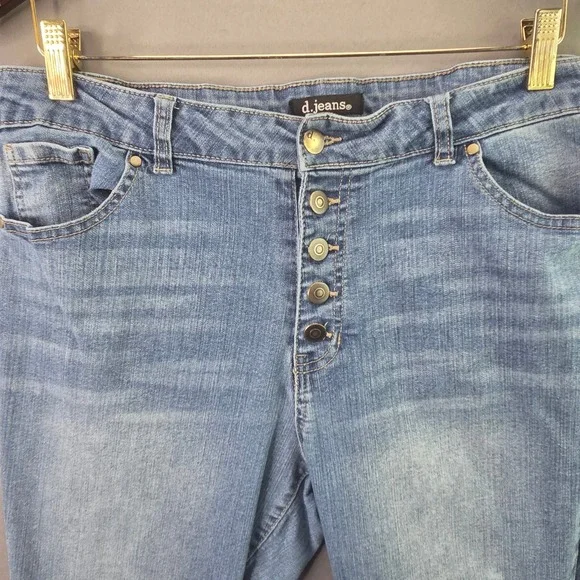 d.jeans Skinny Jeans Womens 16 Blue Button Fly High Rise Stretch Denim - Picture 2 of 7
